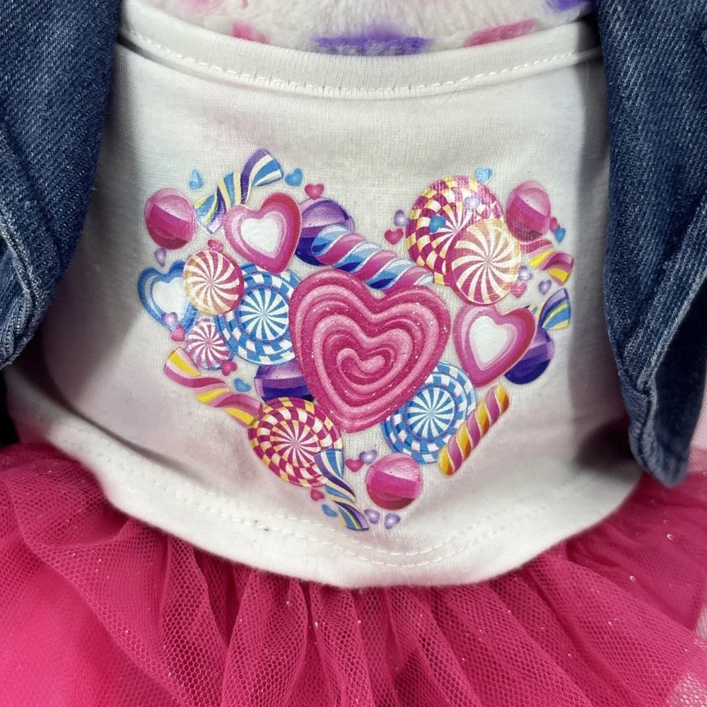 Sugar Hearts Kitty Cat Build a Bear Plush Denim Best Tulle Skirt And T-Shirt